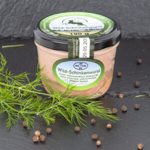 Wild Schinkenwurst geschlossenes Glas Ab-Jagdverkauf Wildkammer Laucherttal